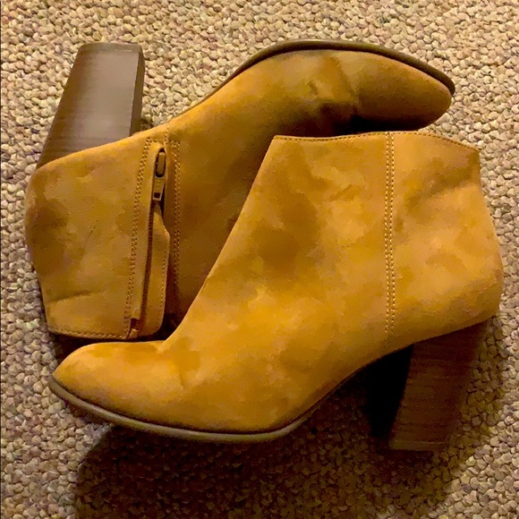 caramel suede booties